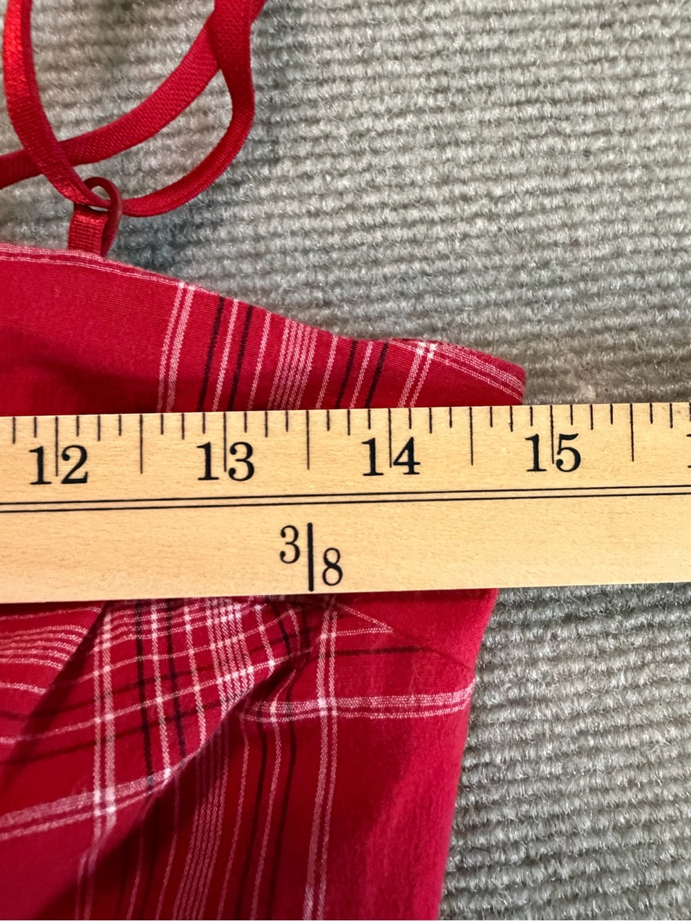 Y2K Jodi Kristopher Red Plaid Lace Trim Babydoll Slip Dress Sz 9/10 4th of July - Picture 11 of 13